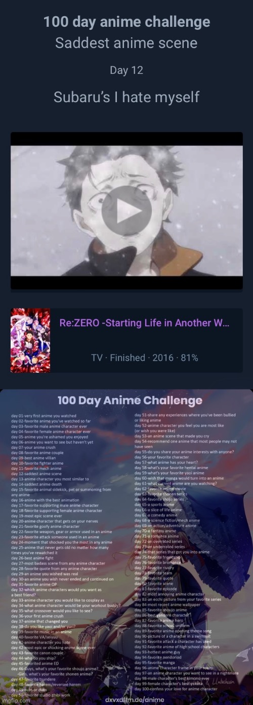 Video link in comments | image tagged in 100 day anime challenge | made w/ Imgflip meme maker