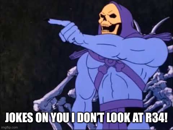 Skeletor | JOKES ON YOU I DON’T LOOK AT R34! | image tagged in skeletor | made w/ Imgflip meme maker