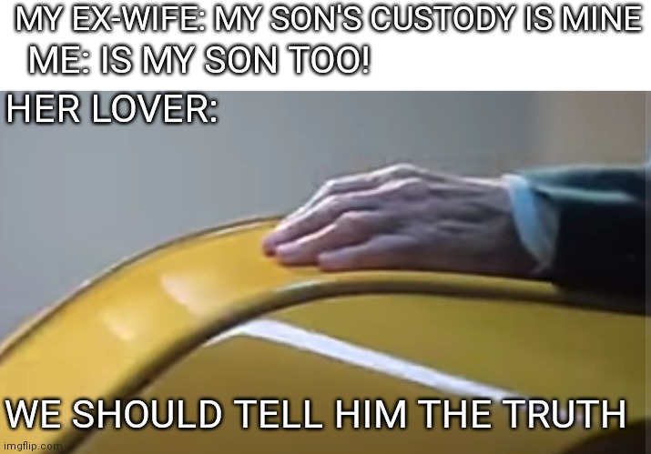 We should tell him the truth |  MY EX-WIFE: MY SON'S CUSTODY IS MINE; ME: IS MY SON TOO! HER LOVER:; WE SHOULD TELL HIM THE TRUTH | image tagged in memes,x-men,doctor strange | made w/ Imgflip meme maker