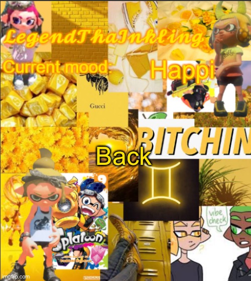 :) | Happi; Back | image tagged in legendthainkling's announcement temp | made w/ Imgflip meme maker