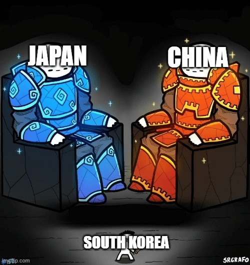 the funny |  CHINA; JAPAN; SOUTH KOREA | image tagged in srgrafo 152,japan,china,south korea | made w/ Imgflip meme maker
