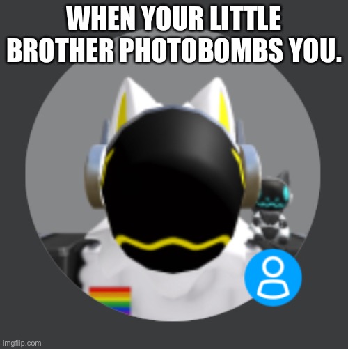 Lil shoulder proto | WHEN YOUR LITTLE BROTHER PHOTOBOMBS YOU. | image tagged in furry,memes | made w/ Imgflip meme maker