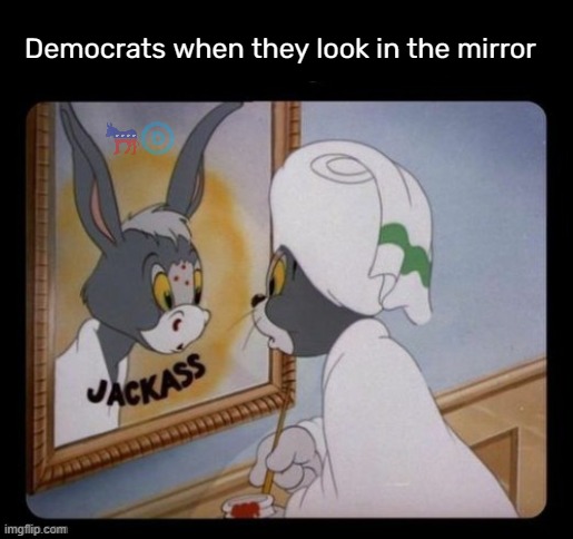 Democrats when they look in the mirror | image tagged in memes,tom and jerry,democrats,leftists,democrat jackass | made w/ Imgflip meme maker