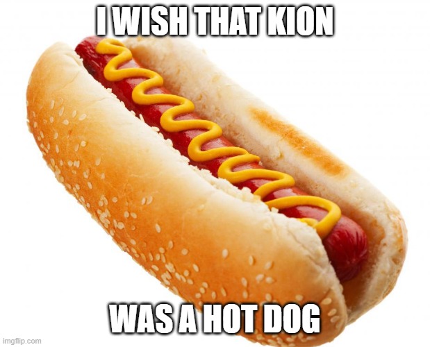 Hotdog | I WISH THAT KION; WAS A HOT DOG | image tagged in hotdog | made w/ Imgflip meme maker