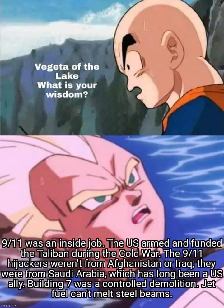 Some of this is true, and those are certainly all words (and numbers). Thank you Vegeta of the Lake | image tagged in 911,was,an,inside,job,but not really | made w/ Imgflip meme maker