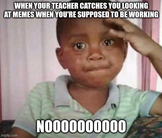 Noooo | WHEN YOUR TEACHER CATCHES YOU LOOKING AT MEMES WHEN YOU'RE SUPPOSED TO BE WORKING; NOOOOOOOOOO | image tagged in teacher,no,but why tho,i hate school | made w/ Imgflip meme maker