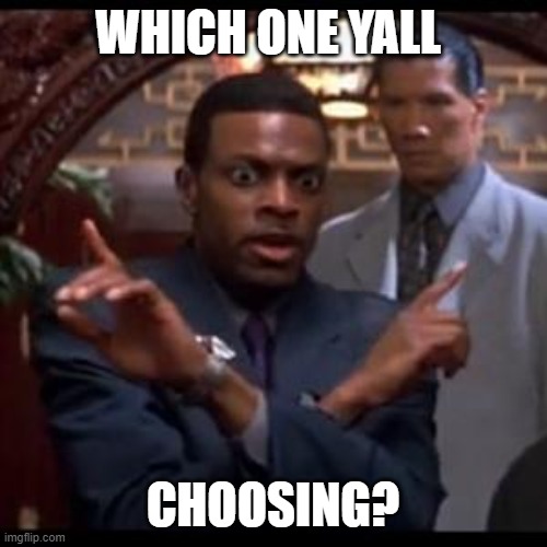 Chris Tucker - Which One Of Yall | WHICH ONE YALL CHOOSING? | image tagged in chris tucker - which one of yall | made w/ Imgflip meme maker
