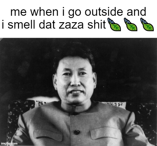 Pol Pot love | me when i go outside and i smell dat zaza shit🍃🍃🍃 | image tagged in pol pot love | made w/ Imgflip meme maker