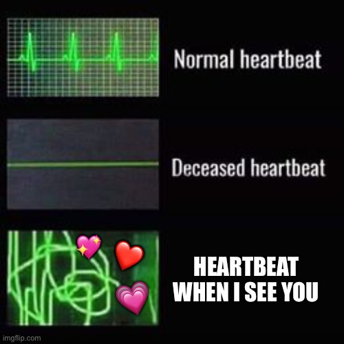 AAAAAAA | 💖; ❤️; HEARTBEAT WHEN I SEE YOU; 💗 | image tagged in heartbeat rate,wholesome | made w/ Imgflip meme maker