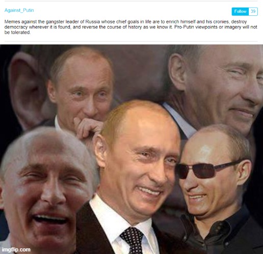 There's an entire stream dedicated to hating Putin lol. He lives in their tiny heads rent-free | image tagged in memes,vladimir putin,good guy putin,streams,rent free | made w/ Imgflip meme maker