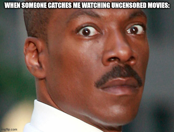 Eddie Murphy Uh Oh | WHEN SOMEONE CATCHES ME WATCHING UNCENSORED MOVIES: | image tagged in eddie murphy uh oh | made w/ Imgflip meme maker