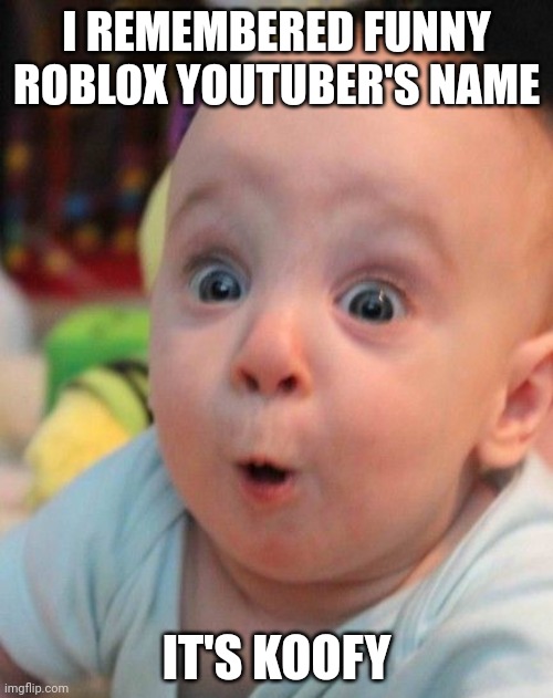 That time I | I REMEMBERED FUNNY ROBLOX YOUTUBER'S NAME; IT'S KOOFY | image tagged in that time i | made w/ Imgflip meme maker