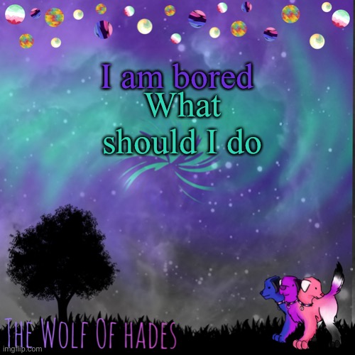 TheWolfOfHades announces crap V.694201723696969 | I am bored; What should I do | image tagged in thewolfofhades announces crap v 694201723696969 | made w/ Imgflip meme maker