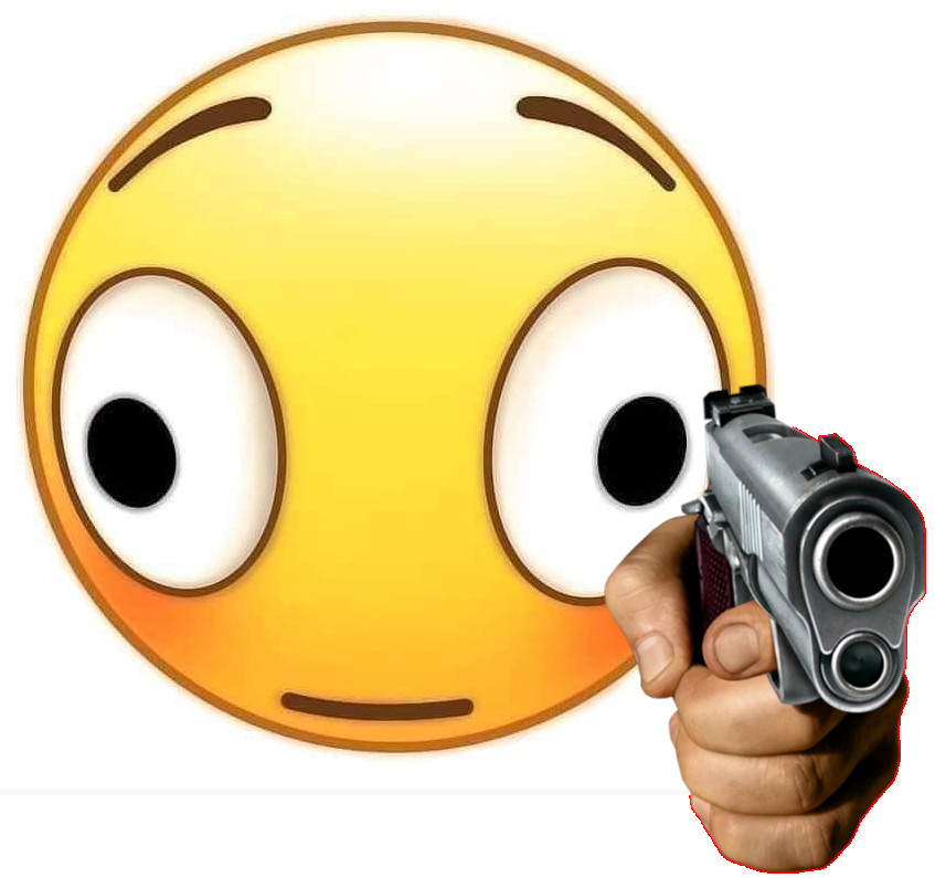 flushed emoji holding gun Blank Meme Template