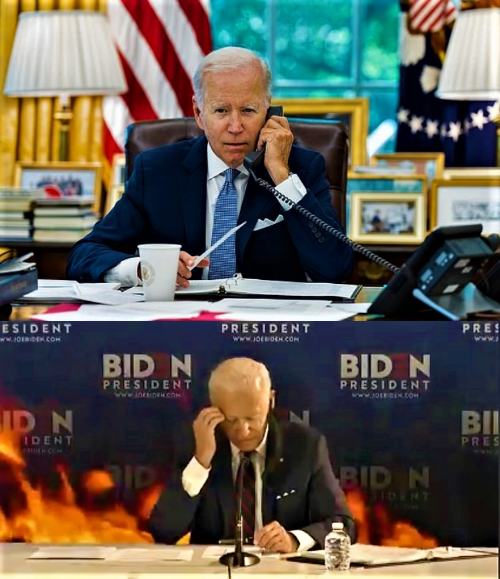 Biden on a call feels the heat Blank Meme Template