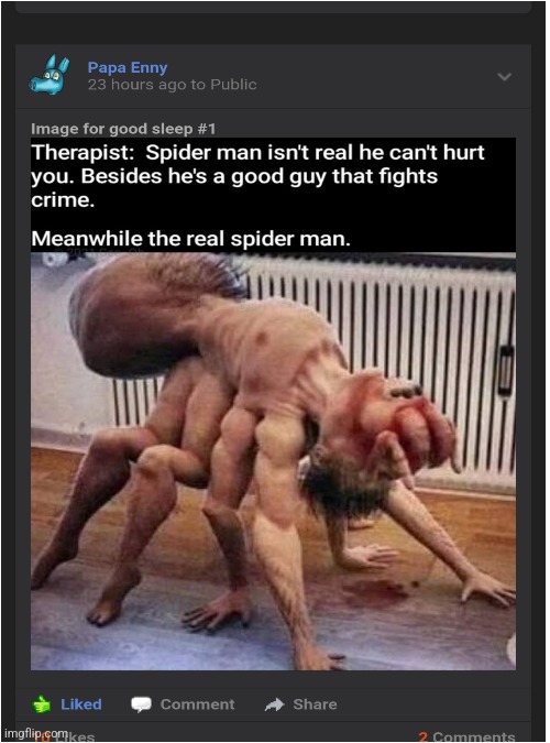 Oh. God. | image tagged in memes,blank transparent square,nightmare fuel,spider,man,planet mc | made w/ Imgflip meme maker