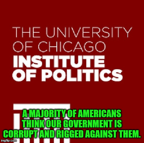 A MAJORITY OF AMERICANS THINK OUR GOVERNMENT IS CORRUPT AND RIGGED AGAINST THEM. | made w/ Imgflip meme maker