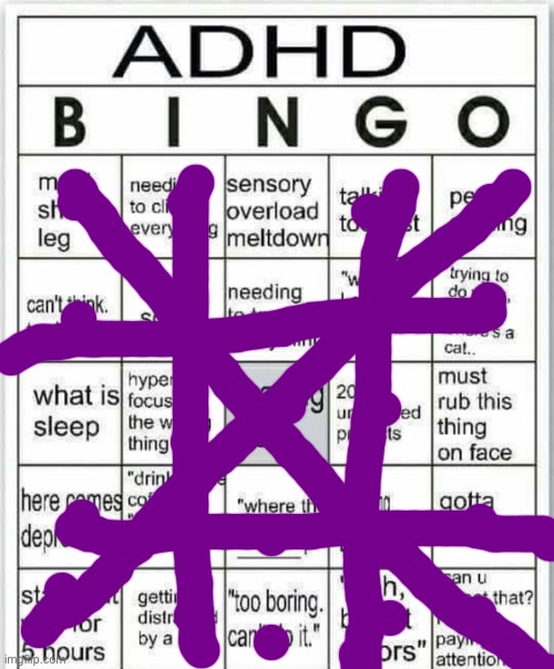 adhd bingo | image tagged in adhd bingo | made w/ Imgflip meme maker