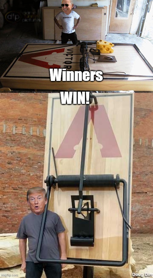 Winners Win | WIN! Winners | image tagged in democracy,republican,rat trap,trump,biden | made w/ Imgflip meme maker