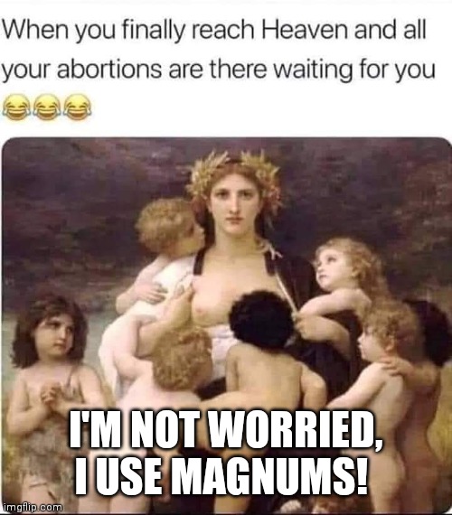 Wow, imagine if..... | I'M NOT WORRIED, I USE MAGNUMS! | image tagged in that'd be terrible | made w/ Imgflip meme maker