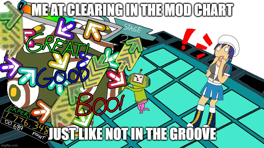 Not In The Groove Be Like | ME AT CLEARING IN THE MOD CHART; JUST LIKE NOT IN THE GROOVE | image tagged in ddr,itg,memes | made w/ Imgflip meme maker