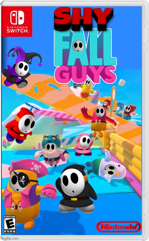 FALL GUYS WITH SHY GUYS | image tagged in nintendo switch,fall guys,shy guy,fake switch games | made w/ Imgflip meme maker