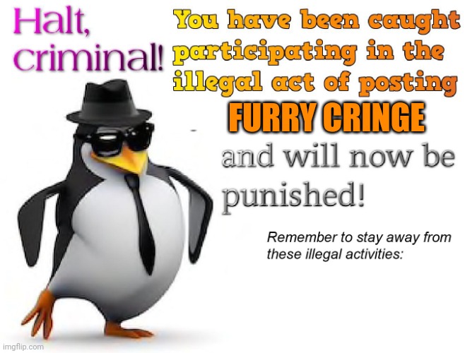 halt criminal! | FURRY CRINGE | image tagged in halt criminal | made w/ Imgflip meme maker