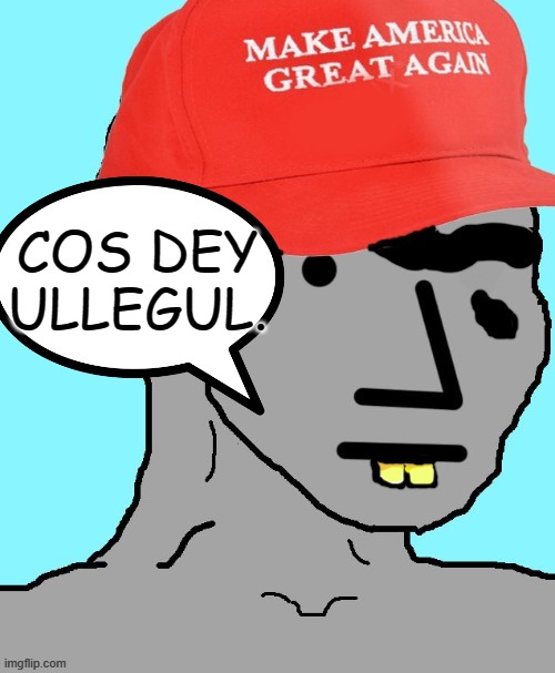 MAGA NPC | COS DEY ULLEGUL. | image tagged in maga npc | made w/ Imgflip meme maker