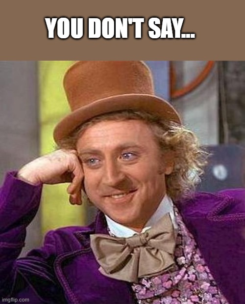 Creepy Condescending Wonka Meme | YOU DON'T SAY... | image tagged in memes,creepy condescending wonka | made w/ Imgflip meme maker