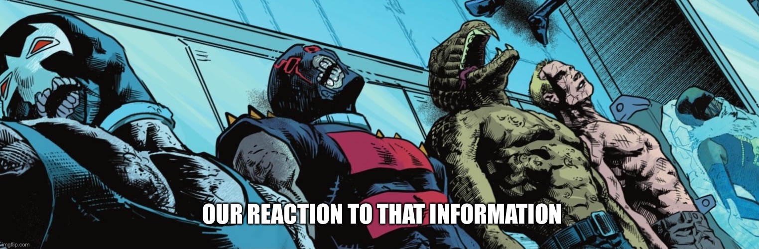 Our Reaction to that information (1) | OUR REACTION TO THAT INFORMATION | image tagged in reaction,dc comics,bruh,bruh moment,amatuers meme | made w/ Imgflip meme maker