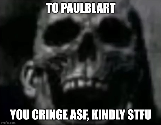 Please | TO PAULBLART; YOU CRINGE ASF, KINDLY STFU | image tagged in mr incredible skull | made w/ Imgflip meme maker