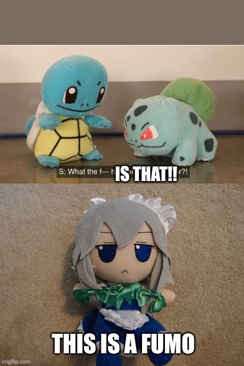 WHAT THE F#$# IS THAT?? |  IS THAT!! THIS IS A FUMO | image tagged in fumo,what is that,pokemon,pokemon memes,touhou | made w/ Imgflip meme maker