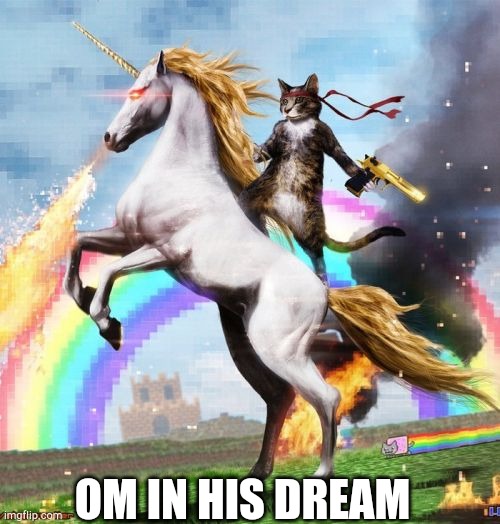 OM IN HIS DREAM | image tagged in memes,welcome to the internets | made w/ Imgflip meme maker