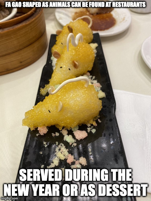 Pig-Shaped Fa Gao | FA GAO SHAPED AS ANIMALS CAN BE FOUND AT RESTAURANTS; SERVED DURING THE NEW YEAR OR AS DESSERT | image tagged in food,memes | made w/ Imgflip meme maker