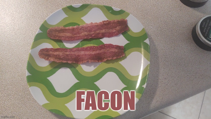 Imitation Bacon | FACON | image tagged in bacon,fake | made w/ Imgflip meme maker