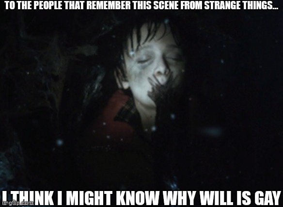 TO THE PEOPLE THAT REMEMBER THIS SCENE FROM STRANGE THINGS... I THINK I MIGHT KNOW WHY WILL IS GAY | made w/ Imgflip meme maker