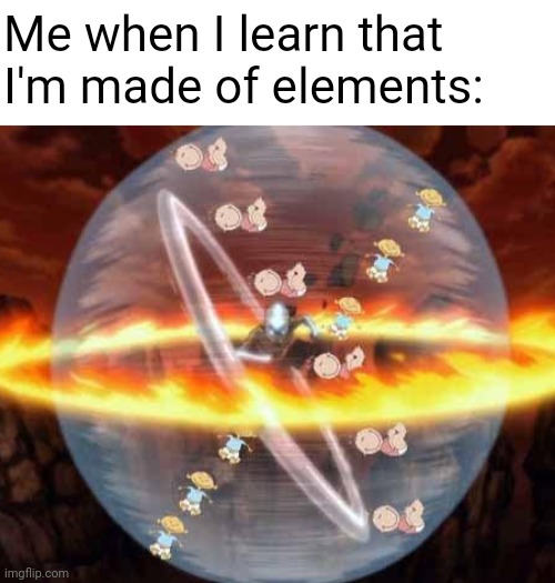 I Am The Avatar | Me when I learn that I'm made of elements: | image tagged in avatar,science,elements | made w/ Imgflip meme maker