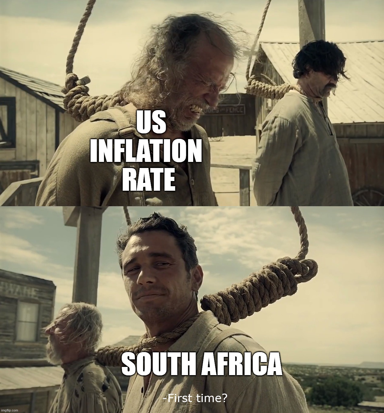 Inflation nothing new for South Africa | US   INFLATION        RATE; SOUTH AFRICA | image tagged in first time,south africa,usa,inflation,recession,biden's fault | made w/ Imgflip meme maker