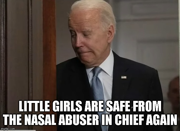 LITTLE GIRLS ARE SAFE FROM THE NASAL ABUSER IN CHIEF AGAIN | made w/ Imgflip meme maker