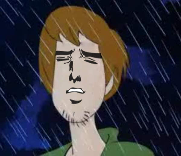 SHAGGY DOO DEEP THOUGHTS IN THE RAIN Blank Meme Template