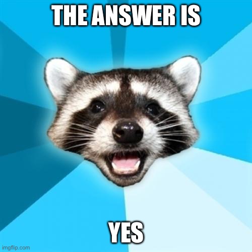 Lame Pun Coon Meme | THE ANSWER IS YES | image tagged in memes,lame pun coon | made w/ Imgflip meme maker