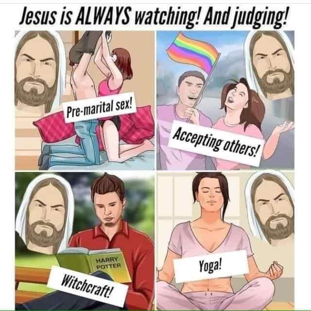 High Quality Jesus is always watching and judging Blank Meme Template
