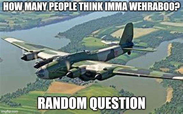 Pe-8 | HOW MANY PEOPLE THINK IMMA WEHRABOO? RANDOM QUESTION | image tagged in pe-8 | made w/ Imgflip meme maker