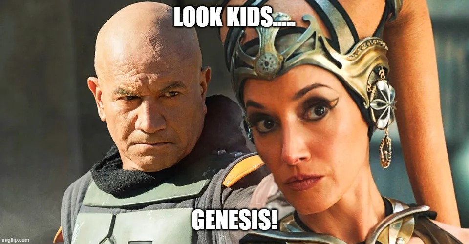 Genesis! | LOOK KIDS..... GENESIS! | image tagged in genesis,charlie brown,till that soil,c4 was a b2,help your momma out | made w/ Imgflip meme maker
