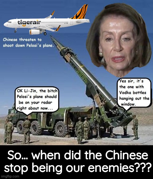 Chinese target Pelosi | So... when did the Chinese stop being our enemies??? | image tagged in black box,nancy pelosi | made w/ Imgflip meme maker