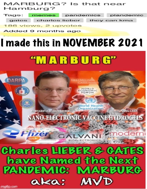 Have you heard of this MARBURG?  Yes, if you saw my meme in NOVEMBER 2021 | I made this in NOVEMBER 2021 | image tagged in memes,plandemic scamdemic kma,immune system not a killshot,no b scared b healthy,progressives n fjb voters can kissmyass | made w/ Imgflip meme maker
