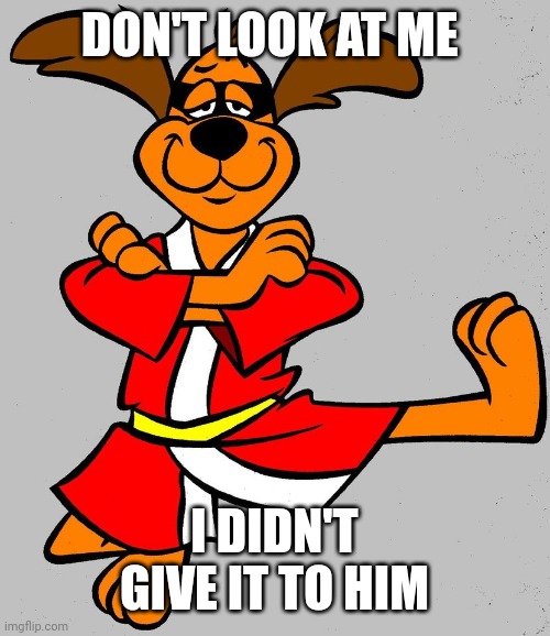 Hong Kong Phooey | DON'T LOOK AT ME I DIDN'T GIVE IT TO HIM | image tagged in hong kong phooey | made w/ Imgflip meme maker