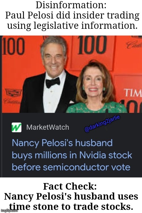 Doctor Stonks: Time Trader | image tagged in stonks,stock market,time travel,nancy pelosi,politicians,fact check | made w/ Imgflip meme maker