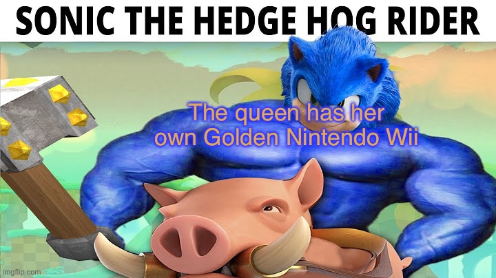 Nobody cares but it’s pretty Cool | The queen has her own Golden Nintendo Wii | image tagged in sonic da hedge hog rida | made w/ Imgflip meme maker