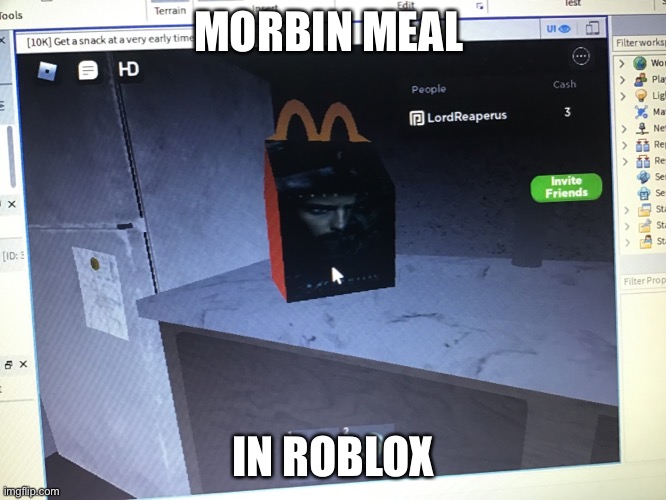 Morbin meal | MORBIN MEAL; IN ROBLOX | image tagged in morbin meal,morbius | made w/ Imgflip meme maker